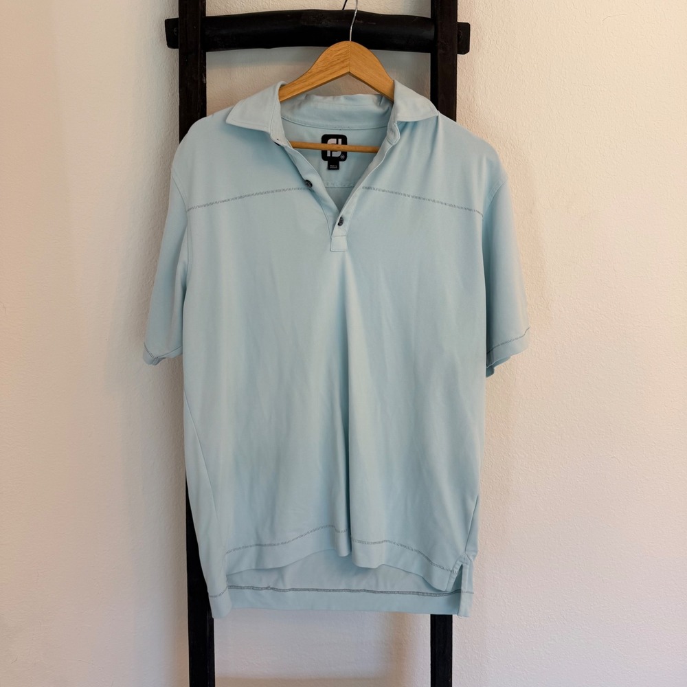 FootJoy Polo Shirt Mens‎ Medium Golf Blue Short Sleeve
